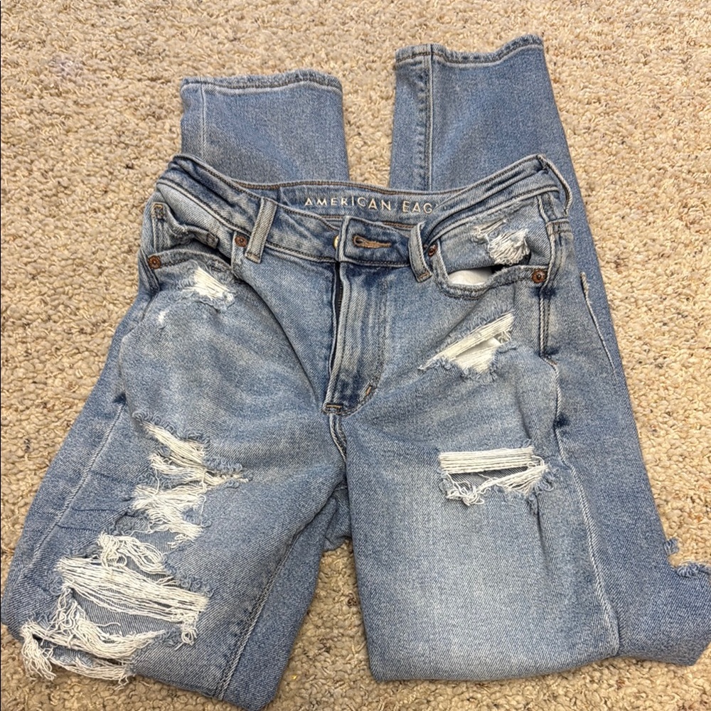 American Eagle Outfitters Blue Boyfriend Jeans Distressed